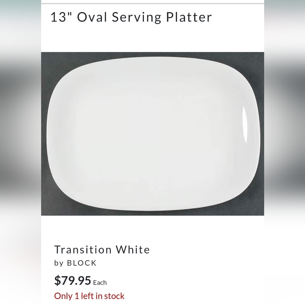 Langenthal Transition White By Block 13" Oval Serving Platter Switzerland